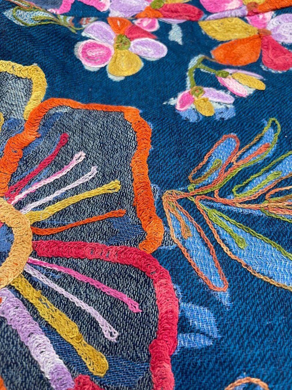 Boutique Wool Embroidered Floral Fringe Boho Lagenlook Vest M/L - Picture 10 of 11